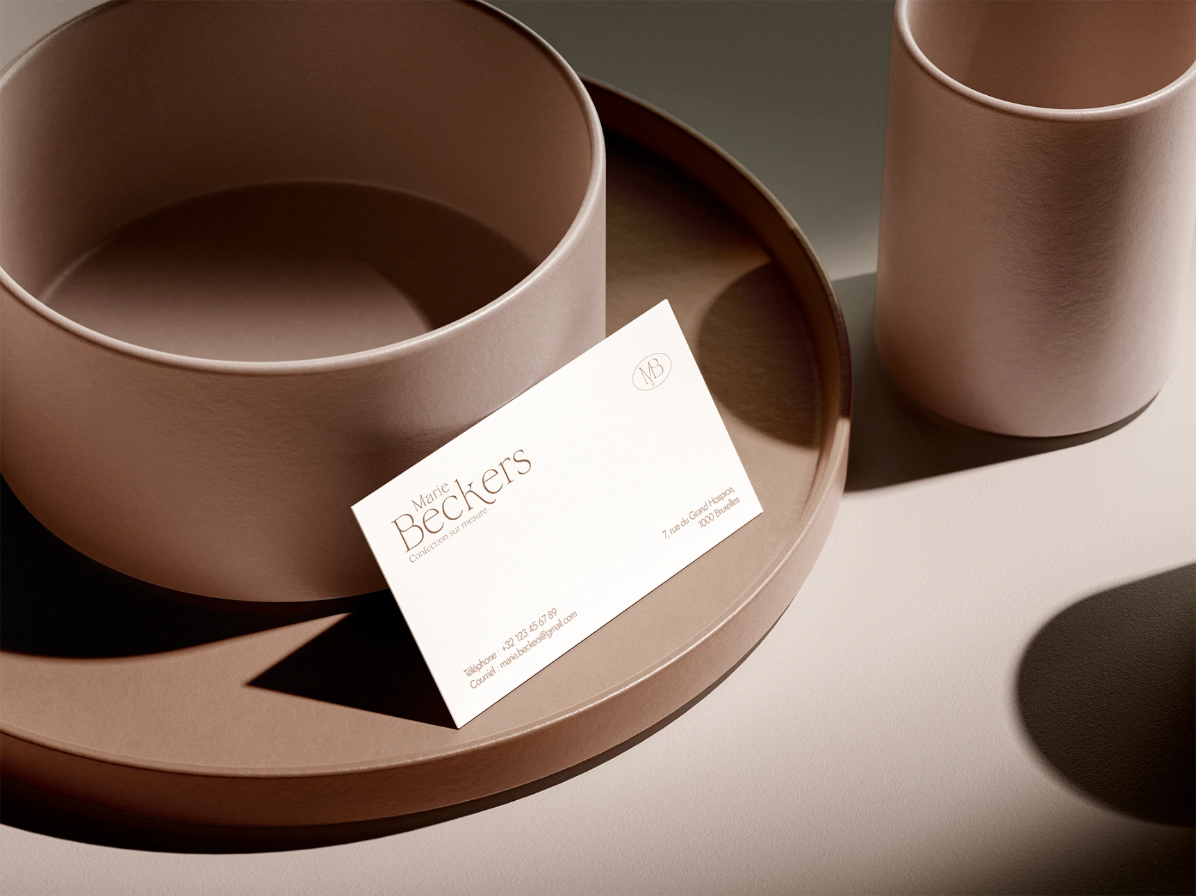 Business card on a plate